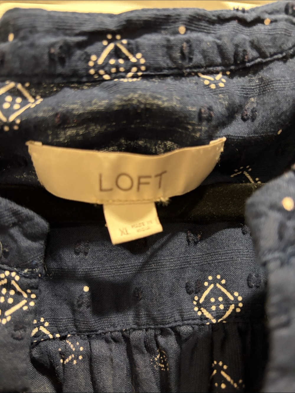 Loft Blue Embroidered Cotton Peasant Top - Picture 2 of 4